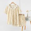 Summer princess style short-sleeved shorts lace floral sweet girls pajamas loungewear cover