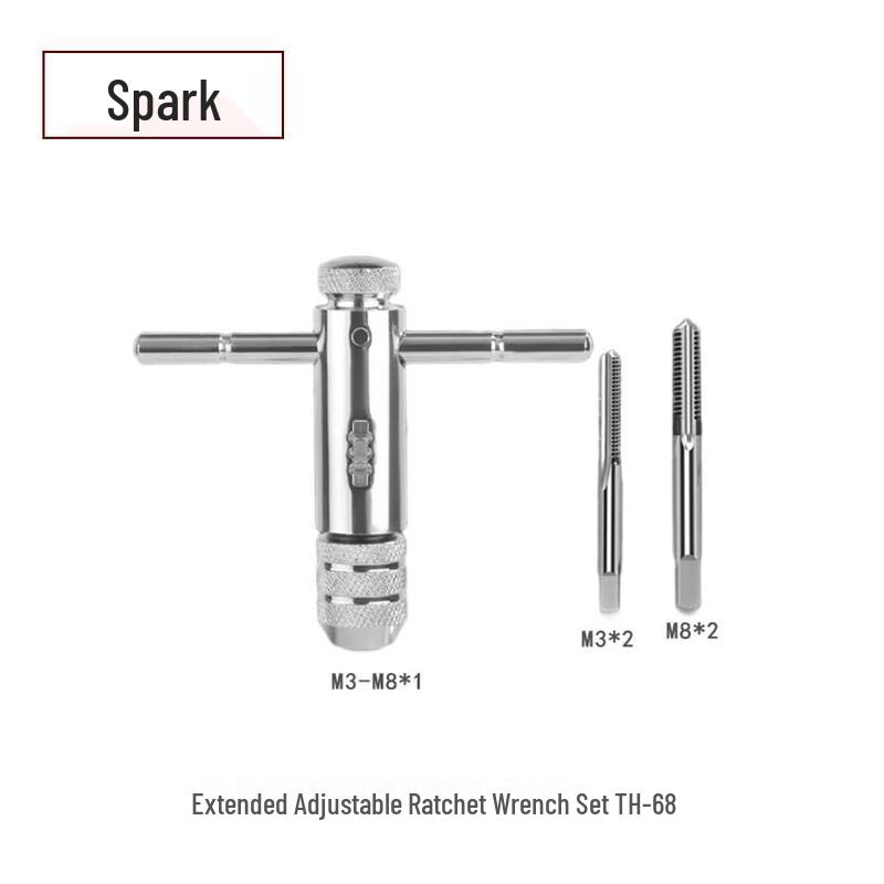 Spark M3-M8 Extended Adjustable Ratchet Tap Wrench and Tap Set