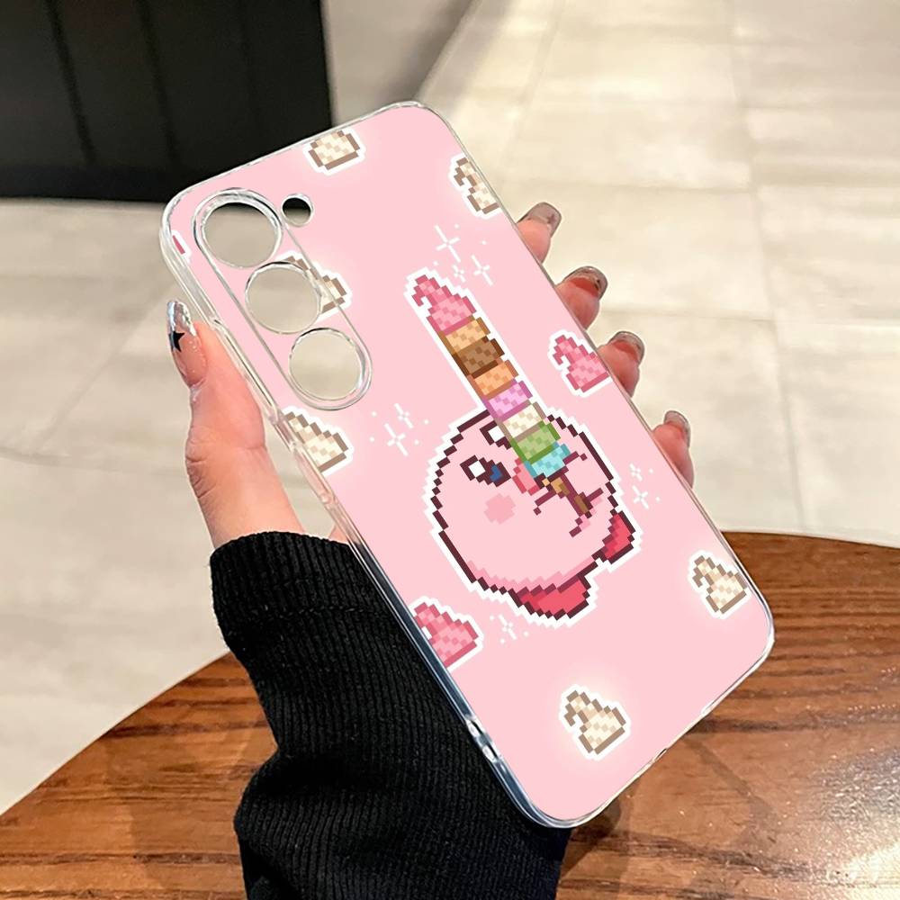 Cartoon Pink Pixel K-Kirbys-KK Phone Case For SamsungA10,12,20,21S,30,31,40,50,51,52,70,71 Transparent Cover