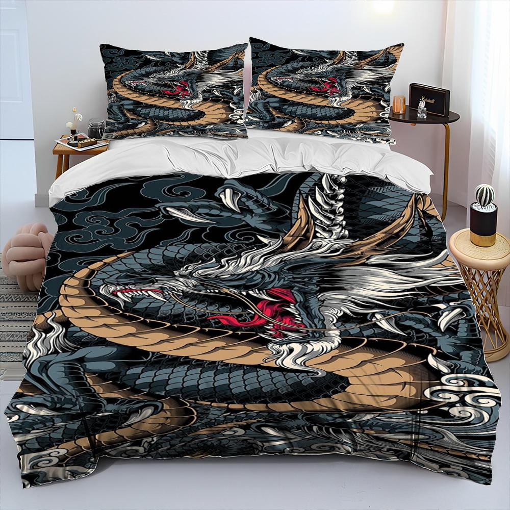 3D Retro Dragon Printed Bedding Sets Exquisite Bed Supplies Set Duvet Cover Bed Comforter Set Bedding Set Luxury Birthday Gift
