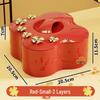 Festive Red Two-Tier Dried Fruit Tray with Lid