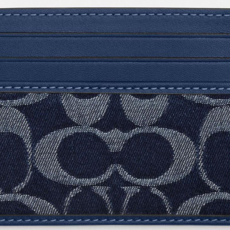 Coach Ogo Druck Rindsleder Kartenhalter regulär Herren und Damen gleicher Stil Partner-Modell Denim-Blau Denim-Blau
