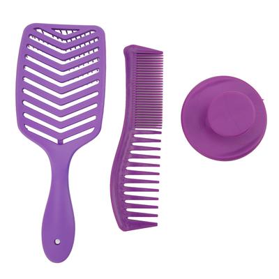 3 Pieces Hair Brush Comb Set Hollow Out Hair Brush Double Tooth Hair Comb Hair Shampoo Brush for Detangling and Styling