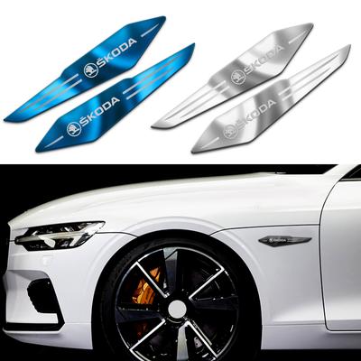 2Pcs Car 3D Metal Side Wing Emblem Auto Body Fender Sticker Accessories For Rapid Scala Kodiaq Fabia Kamiq Karoq Octavia