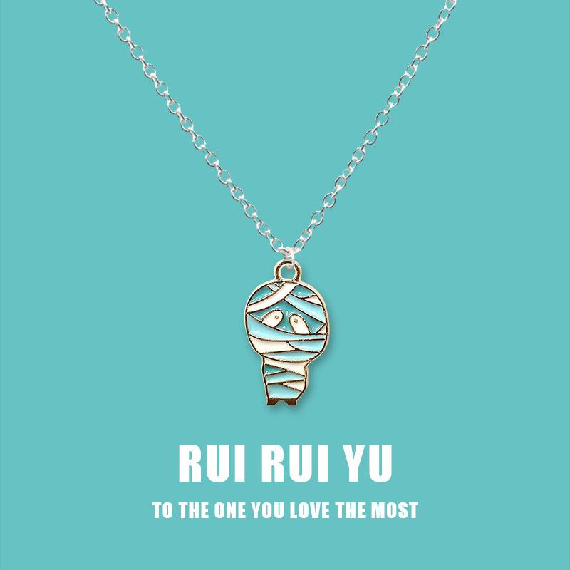 RUI RUI YU Fashion Cute Mummy Pendant Necklace Ladies Men Best Friend Gifts Cute Mummy Charm Couple Necklace Jewelry
