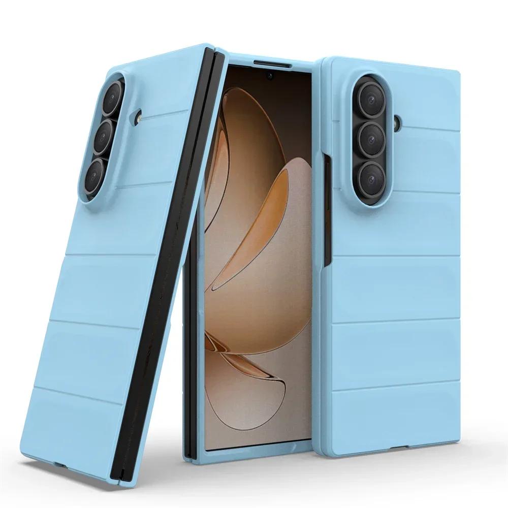 Fashion Simple Smooth-Touch Wave Pure Color Silicone Case For Samsung Galaxy Z Fold 7 6 5 4 3 Full-pack Shockproof Protect Cover