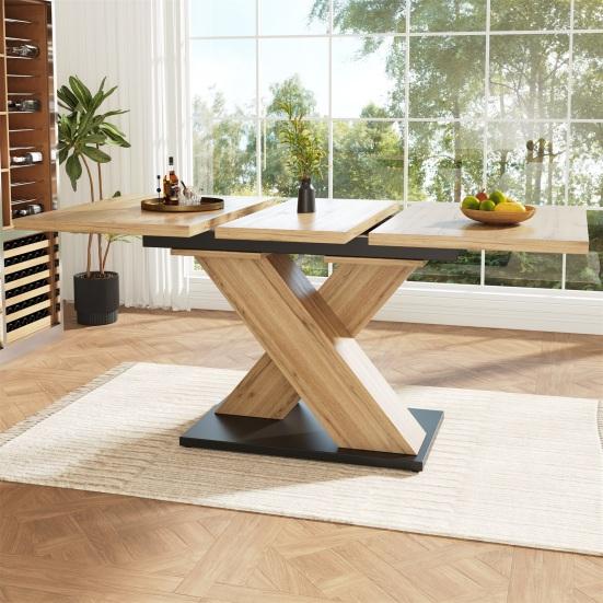 Telescopic Dining Table Heavy Duty Kitchen Table 60Kg Max Bearing Minimalist Style Pull Out Extendable Table for Dining Room