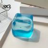 Lemon Stress Relief Toy Transparent Squeeze Toy, Jellyfish Ice Cream Reduction Soft Clear Cube Sensory for Kids Adults