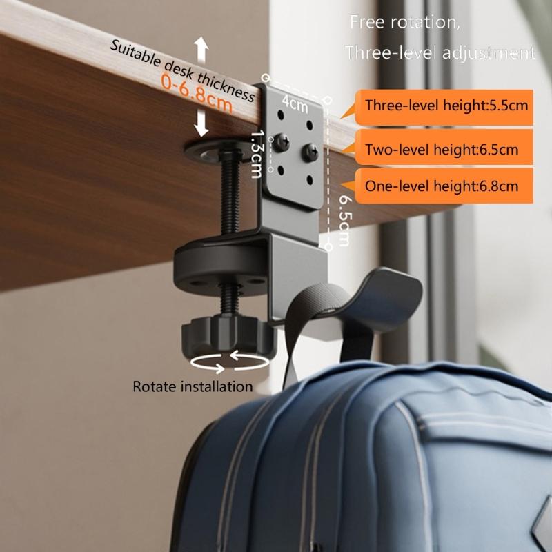 MultiPurpose 360degree Rotatable Headphone Stand Hanger With Strong Carbon Steel Clamp Fit Up To 6.8cm Table Thickness