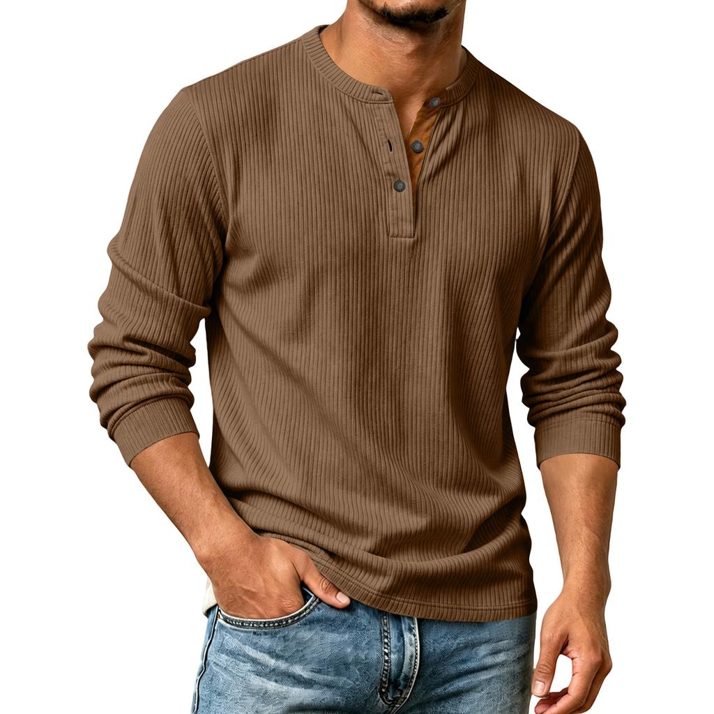 Camisa de Pana de Manga Larga para Hombre Color Casual con Botones para Otoño