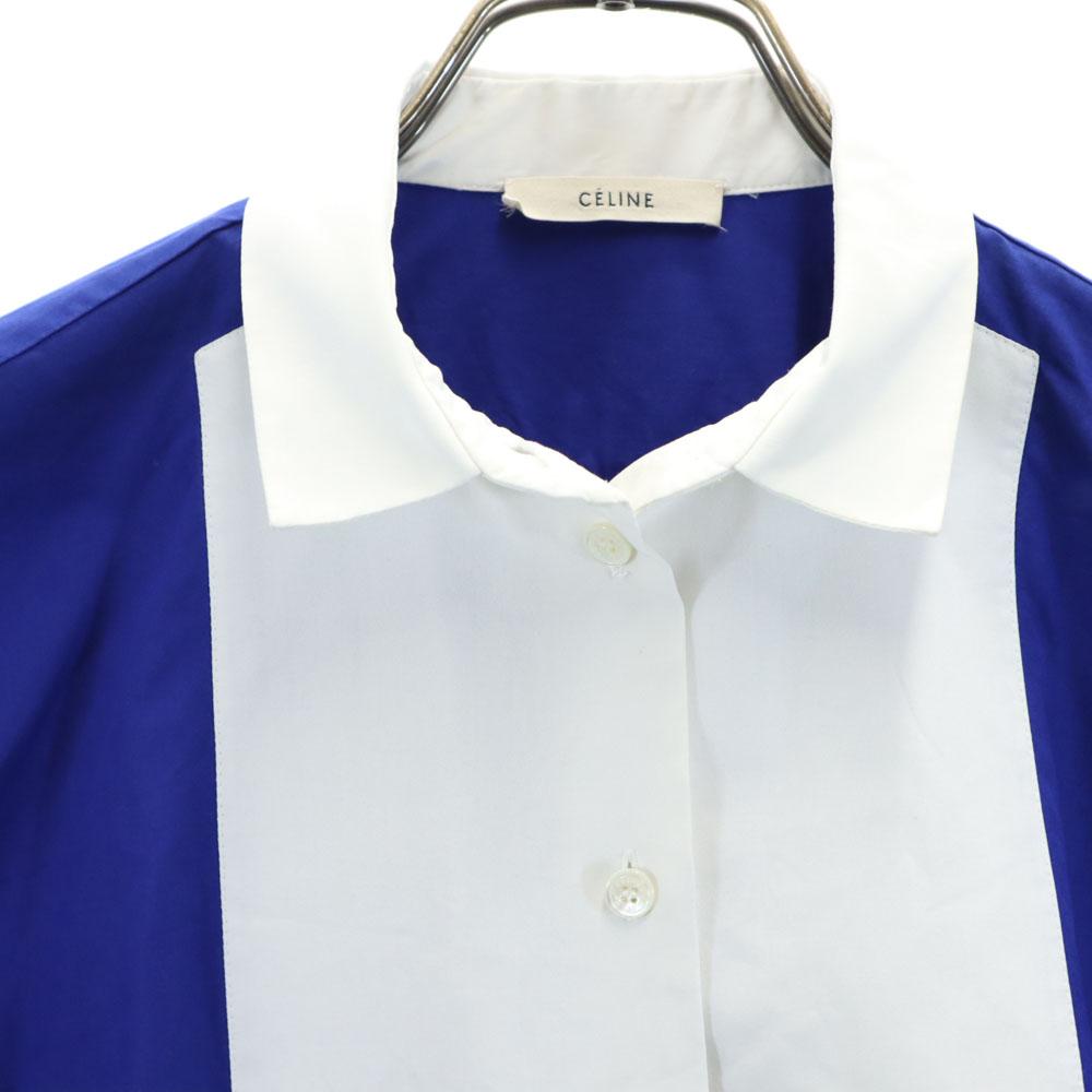 Celine Langärmiges Baumwollhemd mit Farbwechsel 36 Blau x weiß Damen Gebraucht