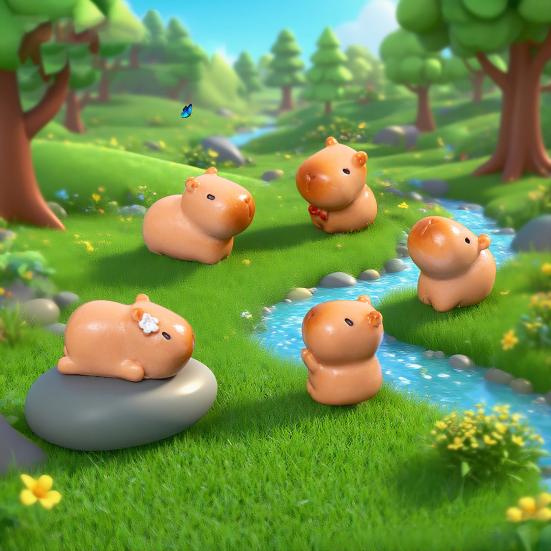 12 Stück Mini-Capybara-Figuren Niedliche winzige Capybara Harz-Ornamente Miniatur