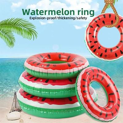 1 Pc Watermelon Pattern Swimming Ring for Adult Kids Inflatable Mattress Pool Party Swimming Laps Summer Beach Float Water Sport