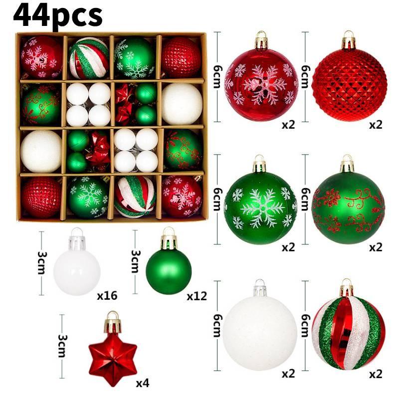 Charming 44 Piece Decorative Christmas Balls In Unique Shapes For Elegant Holiday Display