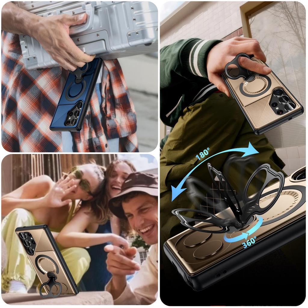 Samsung S25 Ultra Dual Ring Stand Magnetic Drop-Proof Case for S24 PLUS A16/A26