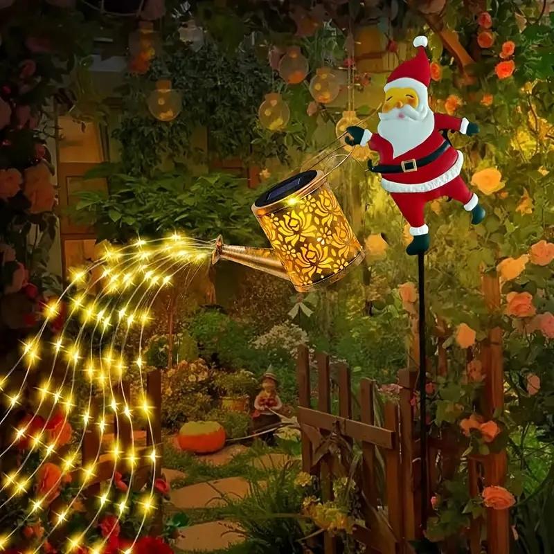 

New Santa Claus Lantern Solar Luminous Water Bottle Hollow Outdoor Courtyard Decoration Metal Craft 1pcs