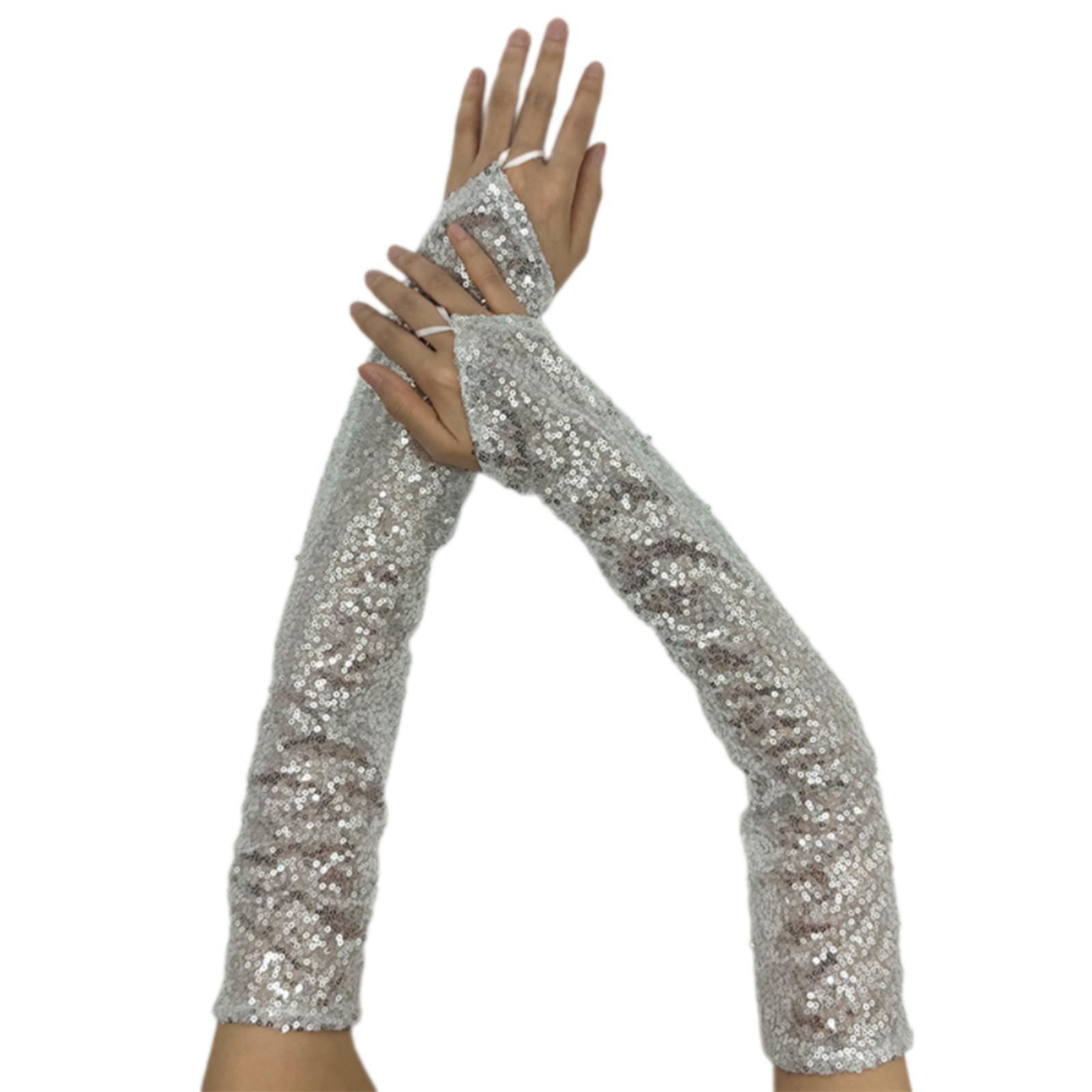 

1 пара светоотражающих перчаток с пайетками, блестящие длинные перчатки, удобные дышащие перчатки для костюмированных вечеринок