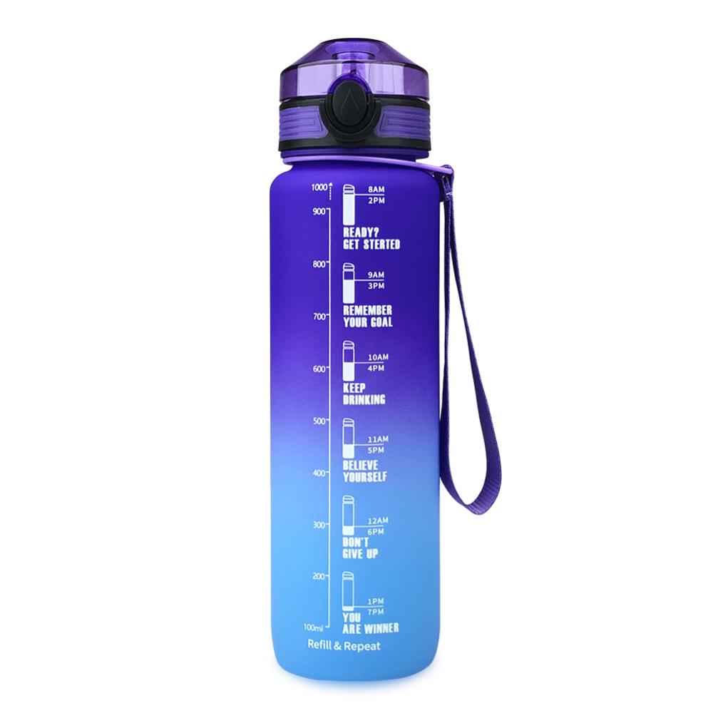 Gradient Tritan Sport Water Bottle - 1L Food-Grade Plastic Fitness Kettle