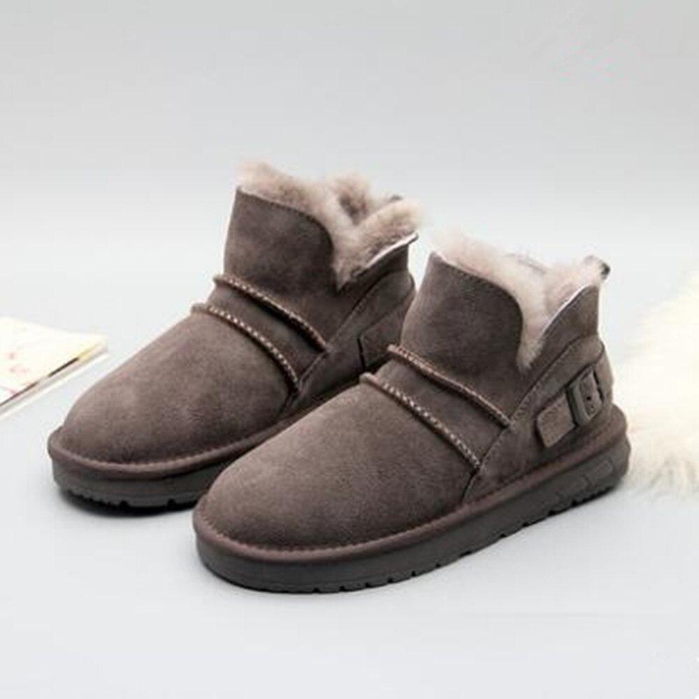 Fashionable Short Tube Snow Boots Women 'S New Leather Wool Short Boots In Winter With Plush Warm Women 'S Cotton Shoes