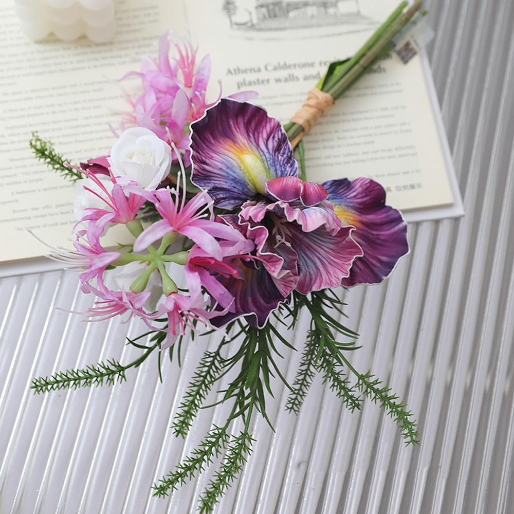 

Realistic Simulation Iris Bouquet Beautiful Silk Fake Flower Wedding Party Decor фиолетовый