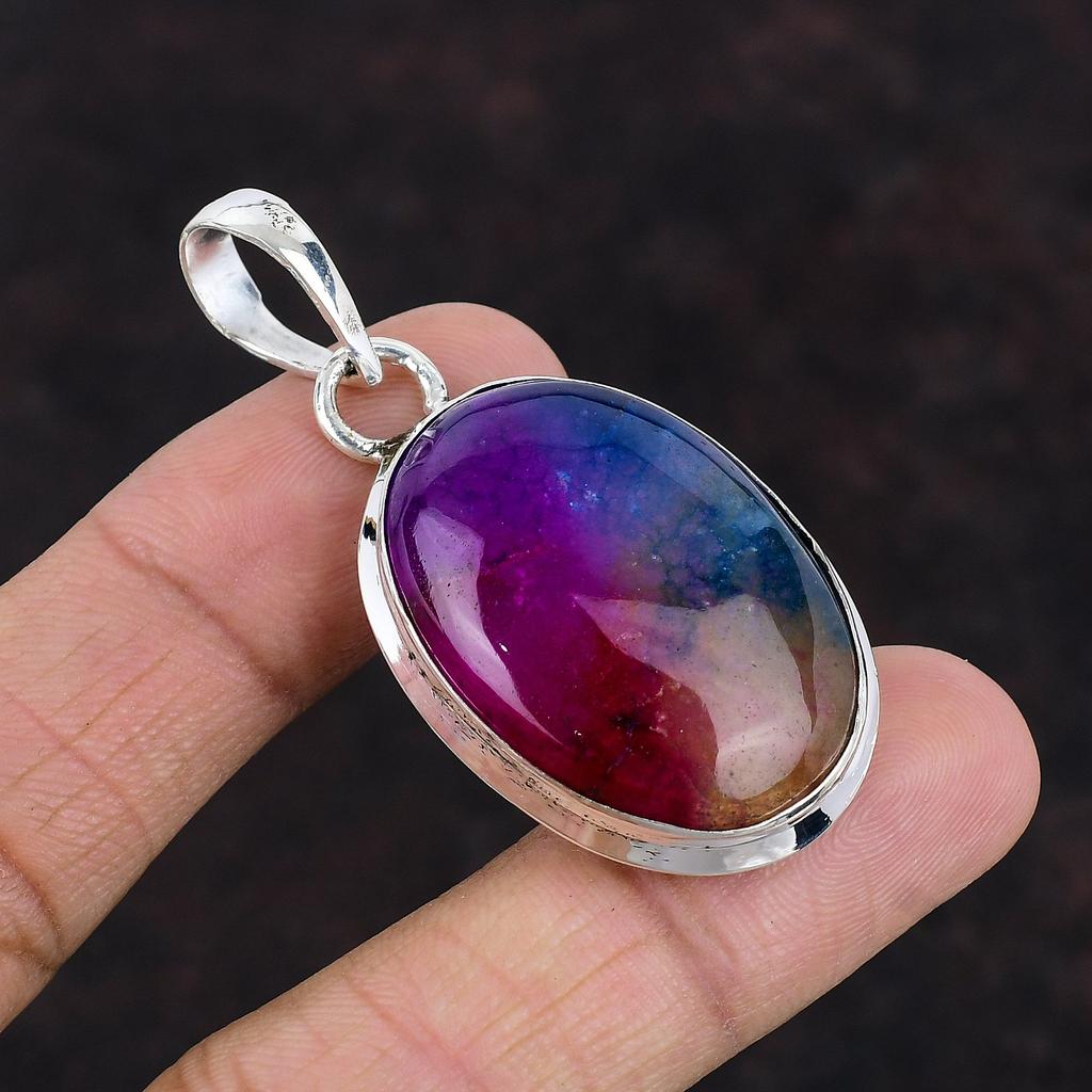 Regenbogen Solar Quarz Druzy Edelstein Anhänger handgemachte Boho Stil Schmuck 925 Sterling Silber Anhänger eleganter Anhänger Silber Schmuck für Geschenk