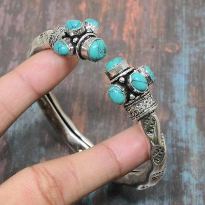 Santa Rosa Tyrkysový drahokam 925 Sterling Silver Ručně vyráběný manžetový náramek nastavitelný pro ni