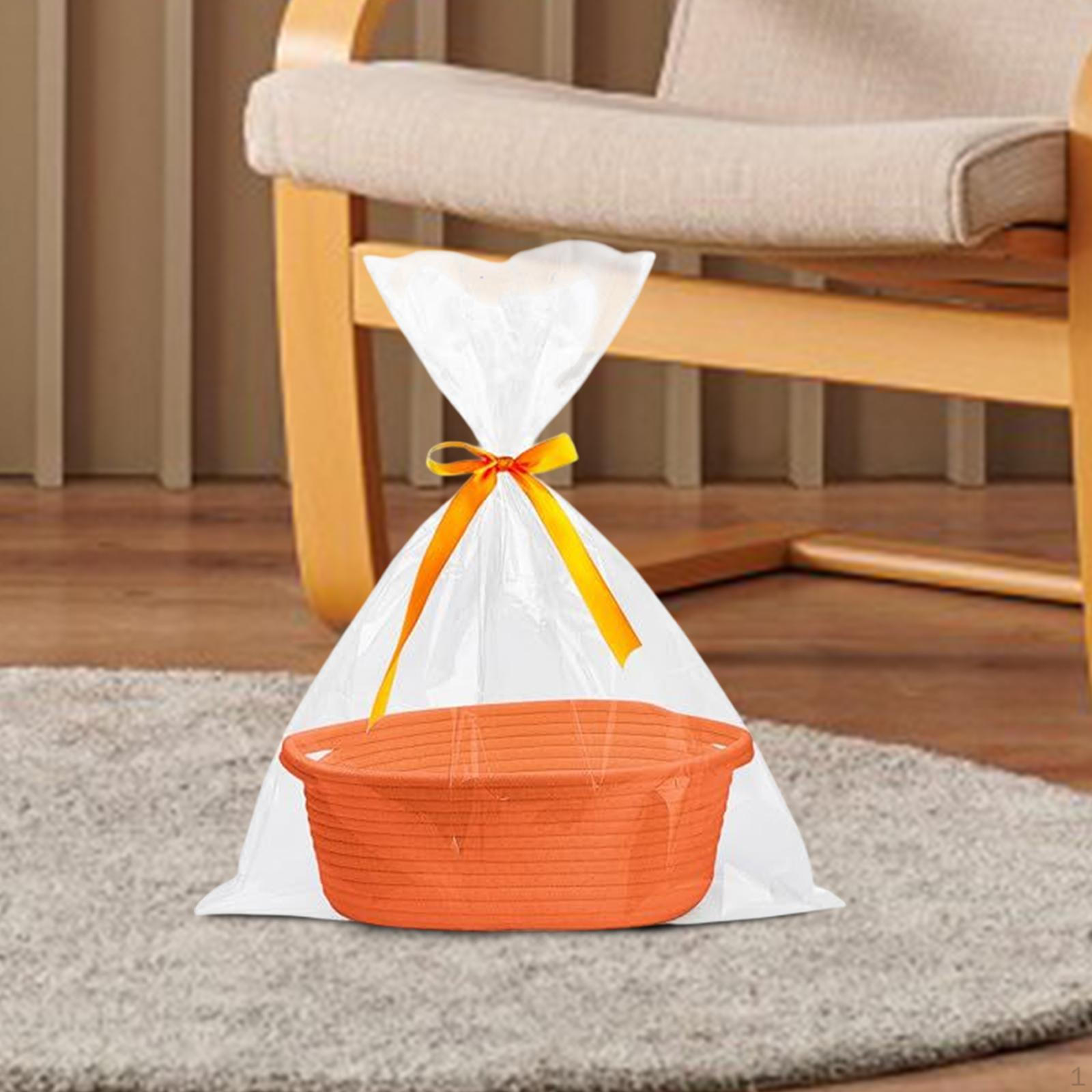 Корзина из хлопковой веревки, плетеная, для хранения продуктов, подарки на день рождения, многофункциональная, для детей оранжевый