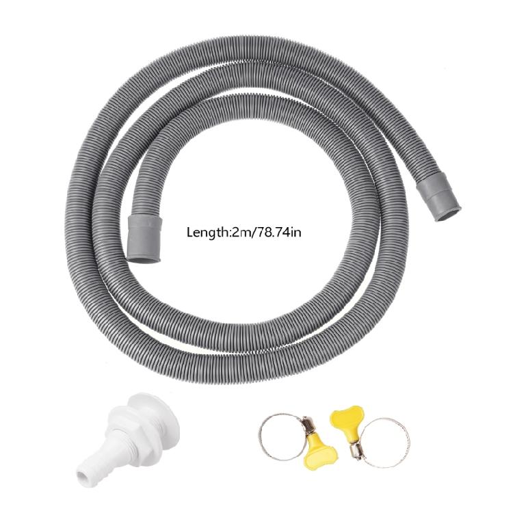 Lightweight 2 Meter Extension Hose with Clip set Washing Machine Drain Extension
