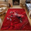 Red Horse with Ornate Floral Patterns Patterned carpet, non slip mat suitable for living room and bedroom sofas