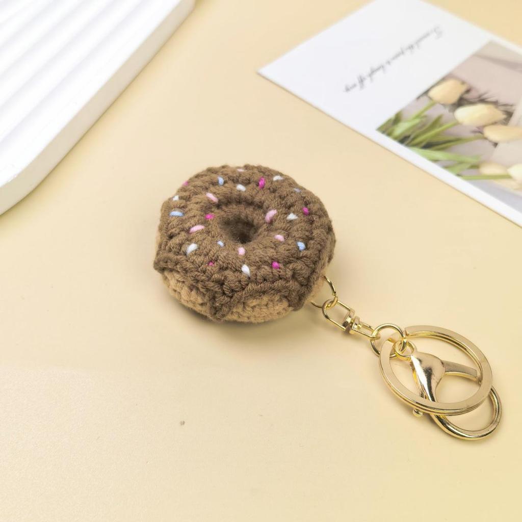 Creative Handmade Crochet Donut Keychain Pendant for Kids
