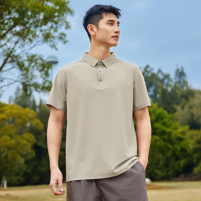 Unisex Summer Ice Silk Polo Shirt, Short Sleeve, Elastic Business-Casual, Custom Logo Option