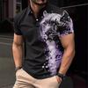 Fashionable Summer Lion Animal Series Men's Casual Versatile Short-Sleeve Turn-Down Collar Polo Shirt