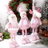 Christmas Decorations Christmas Pink Sequins Retractable Doll Window Santa Snowman Elk Ornament