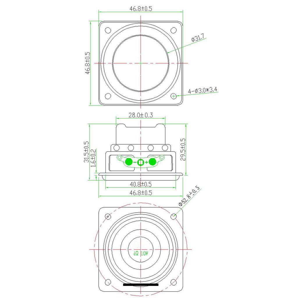 Versatile 47mm 4ohm Speaker Clear Sound 47mm Internal Magnetic Speaker 15W Loudspeaker Durable for Theater Multimedias