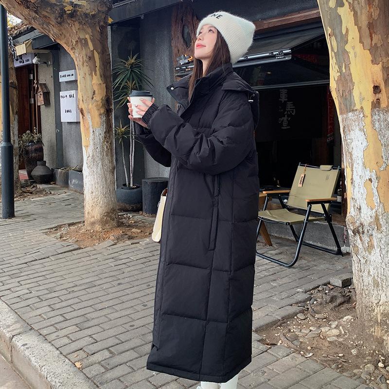 

White Eiderdown Down Jacket Men s and Women s Extended Work Clothes Loose Hooded Down Jacket In Autumn and Winter. XXXL чёрный