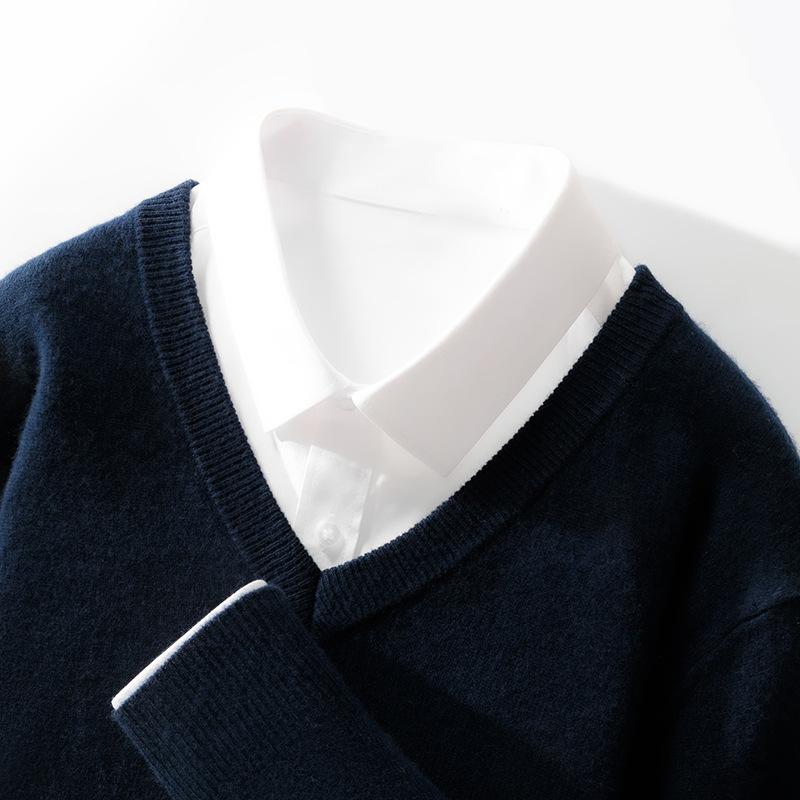 

Новый кардиган с V-образным вырезом для мужчин, однотонный пуловер, базовый трикотажный свитер большого размера, свободный, повседневный M