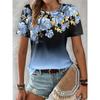 Summer New Flower 3D Printed Casual Round Neck Loose Women's Short Sleeved Top T-shirt