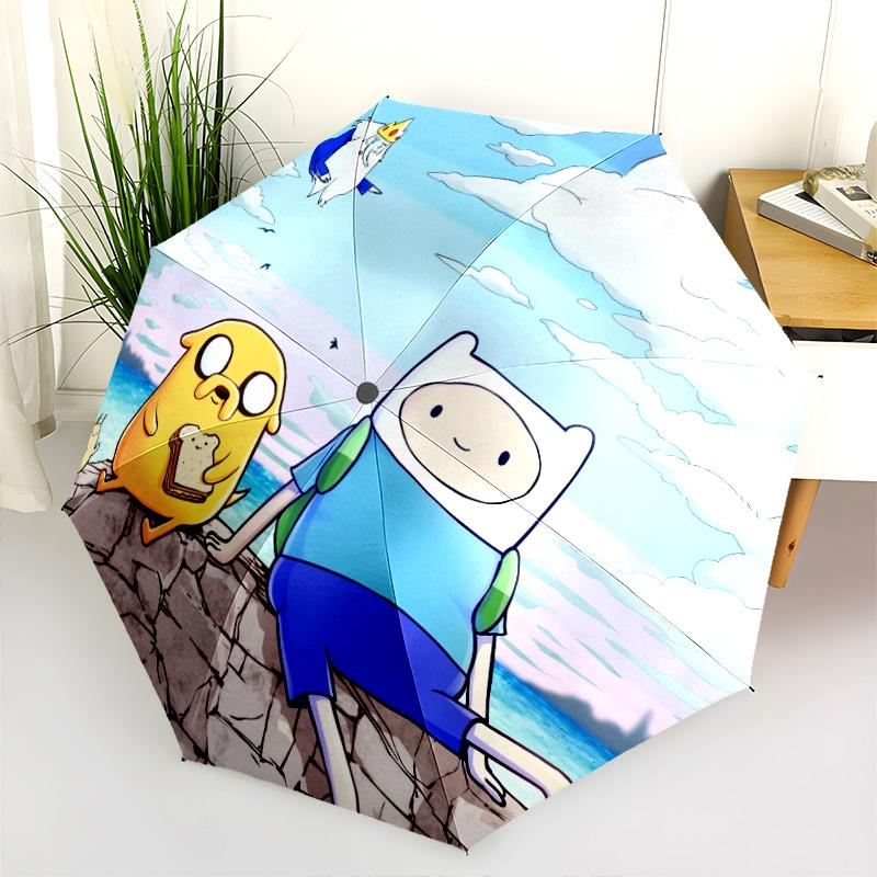 Jake and Finn Pattern, Automatic Folding Umbrella, Portable and Foldable Design, 8 Ribs, a Christmas or Birthday Gift.
