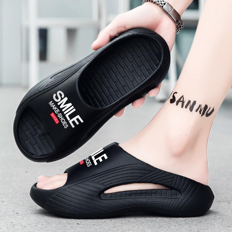 Summer men's outdoor thick-soled flip-flops student trend new open-toed beach shoes travel breathable trendy slippers