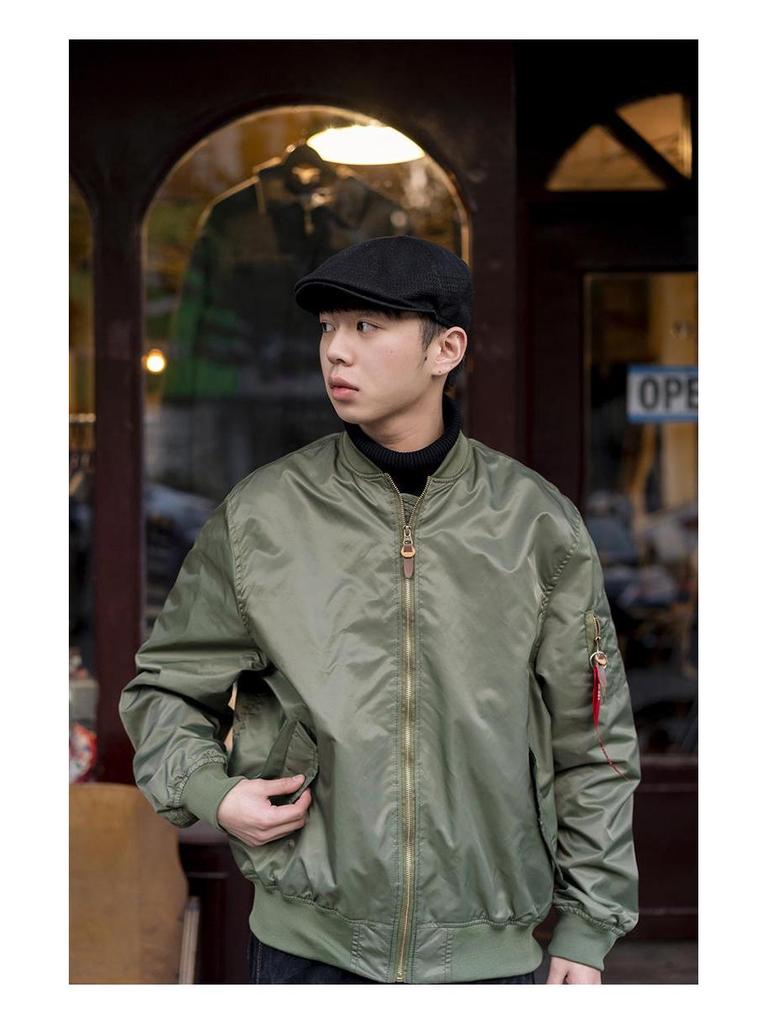 Normanlong Men's Air Force MA-1 Pilot Jacket - Lightweight Nylon Bomber for Spring/Fall