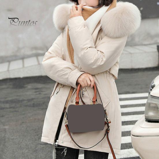 Hooded Women Coat Winter Jacket with Faux Fur Collar Soft Fabric Warm Fashionable Zipper Closure for Autumn Versatile