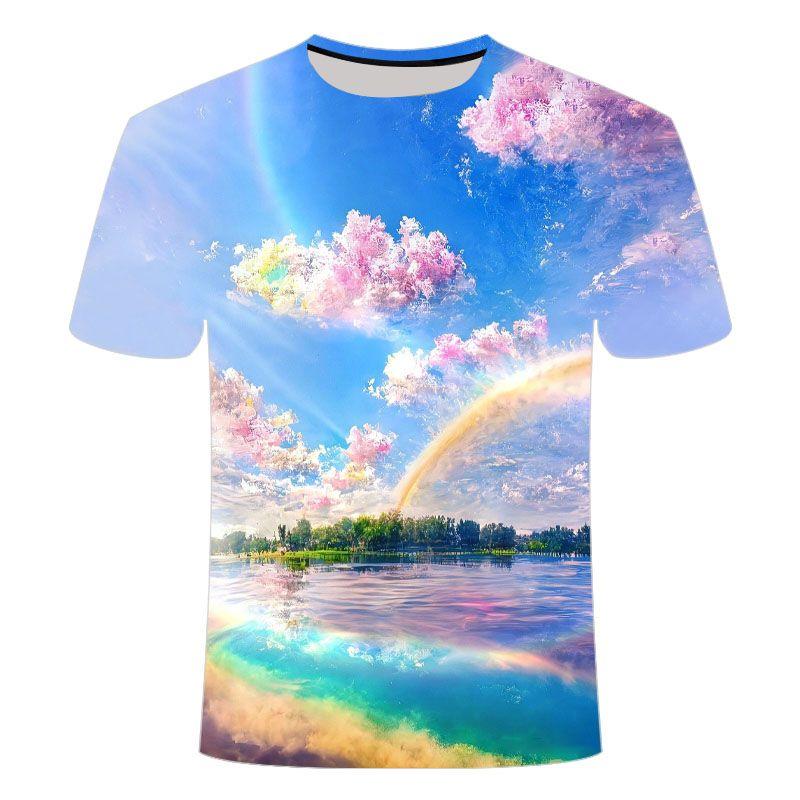 

Футболка с коротким рукавом и круглым вырезом с принтом Summer Rainbow Series для мужчин и женщин на 3D-принте XS