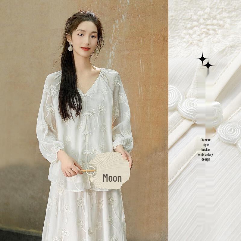 DeMana Новый китайский стиль вышитый комплект из двух предметов S