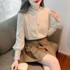 Women's Plush Lace Long-Sleeve Shirt - Stylish and Warm Autumn/Winter 2024 Top