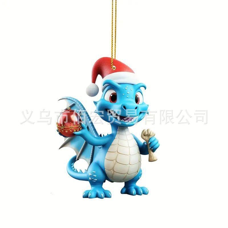 

Акриловое Праздничное Рождественское Украшение на Подвеске в Виде Динозаврика для Привлекательного Декора Автомобиля 5