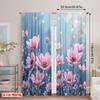 2pcs 2D flat printing Window Curtains flowers and plants1 Fabric Without Electricity Festive Holiday for All Occasions