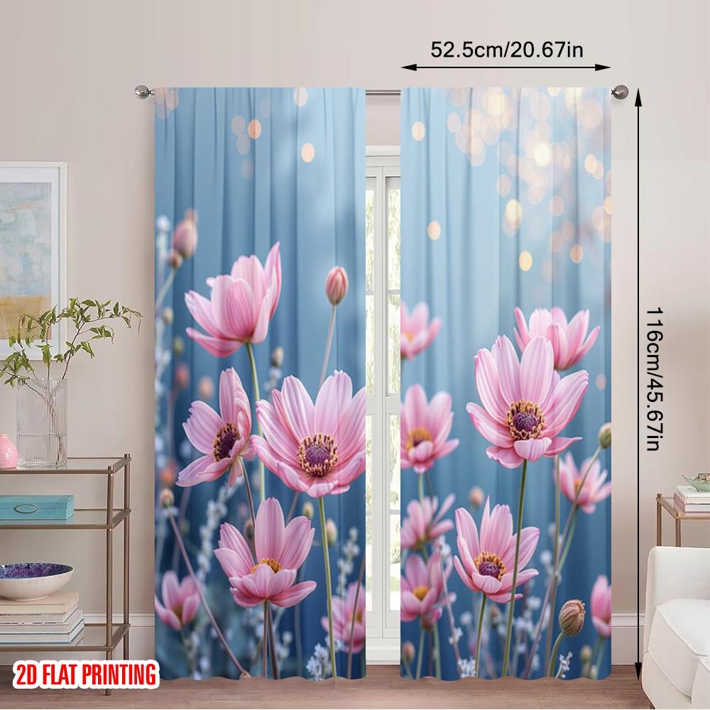 2pcs 2D flat printing Window Curtains flowers and plants1 Fabric Without Electricity Festive Holiday for All Occasions
