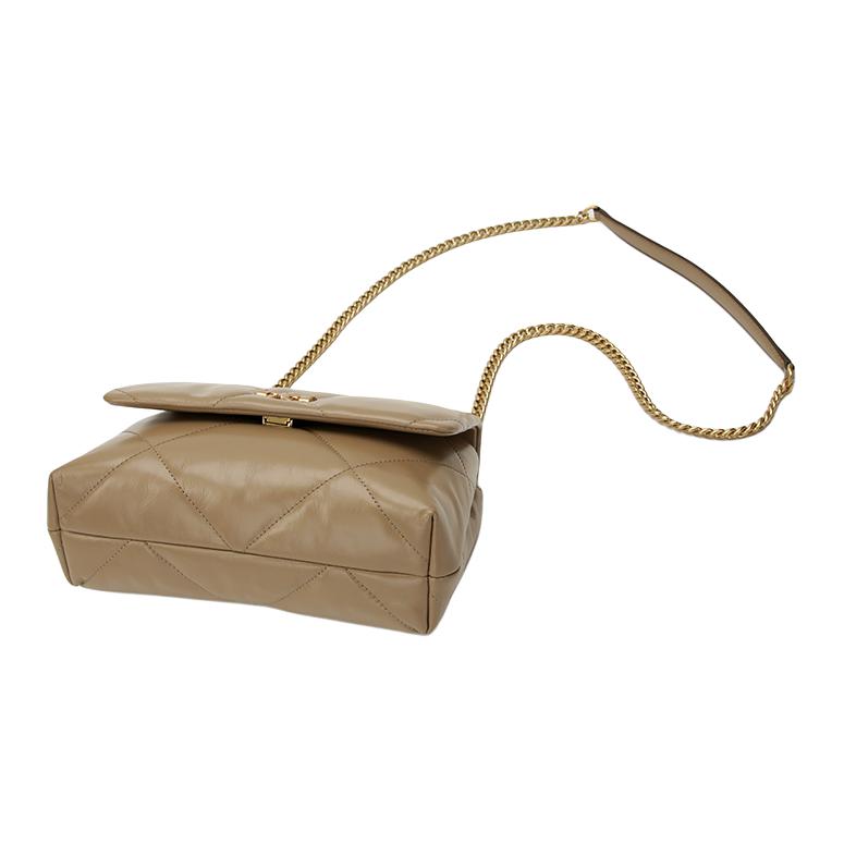 Tory Burch Kira Diamond Quilted Angle Double T Logo Leather Crossbody Shoulder Bag Women Bags Gray-Brown Oak 154704-250