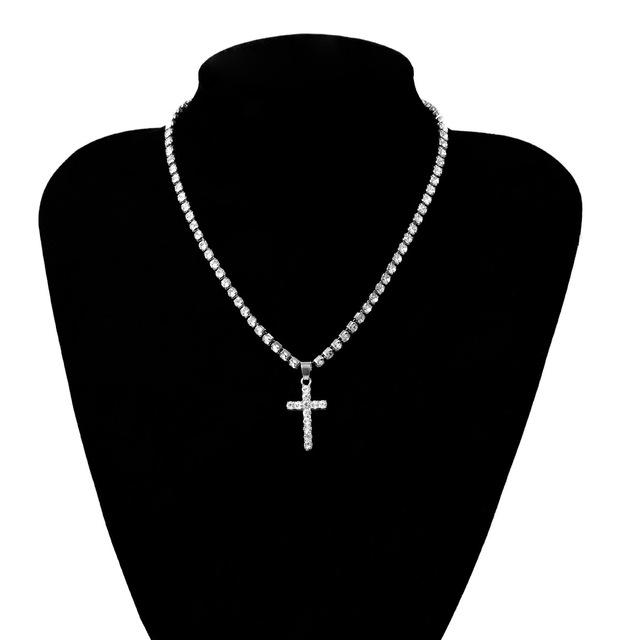 Fast and Furious 7 Moive Cross Tourette Necklace Dominic Toretto Crystal Jesus Cross Pendant Necklace for Men Gifts Jewelry