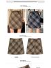 Plus Size Woolen Plaid High Waist A-Line Midi Skirt for Fall/Spring